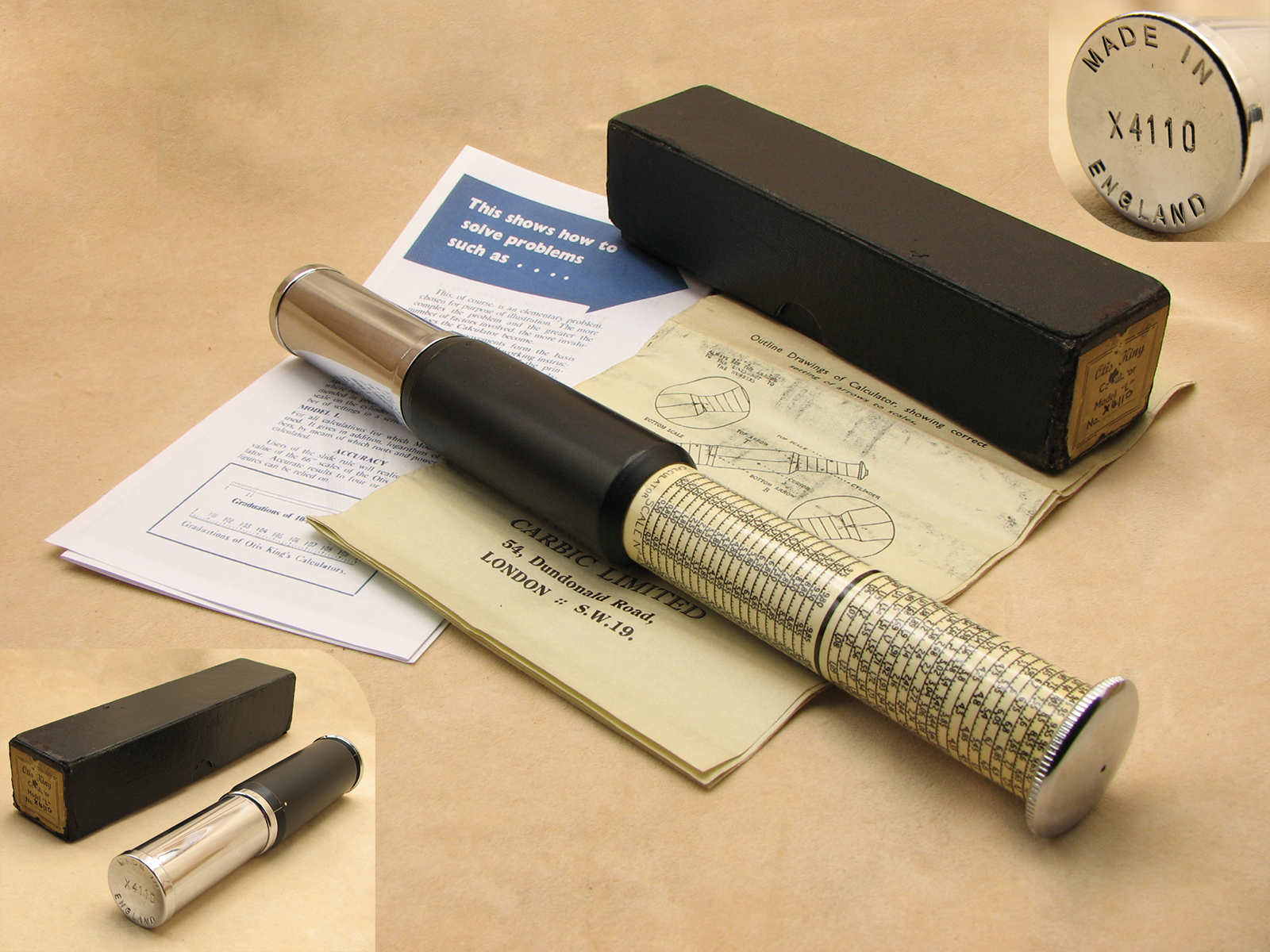 1960's Otis King Model L type C cylindrical slide rule in original box